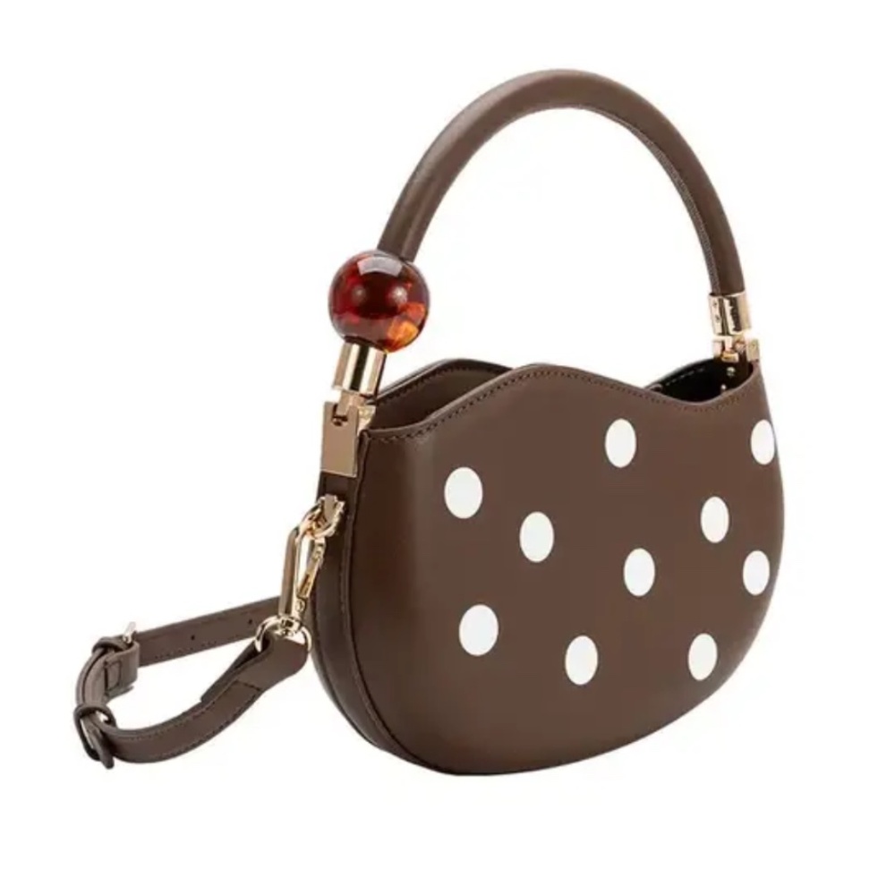 MELIE BIANCO JENNIE CHOCOLATE POLKA DOT HANDBAG - Picture 2 of 5